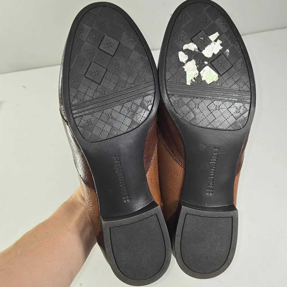 Naturalizer Coretta Women Brown Leather Block‎ Heel Loafer N5 Contour Size 9M